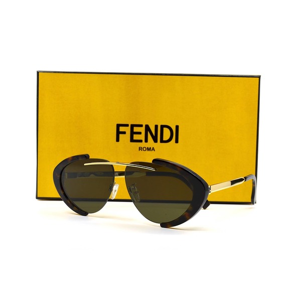 FENDI FE40042U DARK HAVANA/GOLD GREEN AUTHENTIC SUNGLASSES - Picture 8 of 13